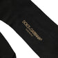 Dolce & Gabbana Black Cotton Ribbed Logo Over The Calf Women Socks