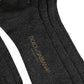 Dolce & Gabbana Dark Gray Wool Logo Calf Long Ribbed Accessory Socks