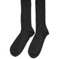 Dolce & Gabbana Dark Gray Wool Logo Calf Long Ribbed Accessory Socks