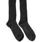 Dolce & Gabbana Dark Gray Wool Logo Calf Long Ribbed Accessory Socks