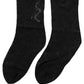 Dolce & Gabbana Black Floral Nylon Stretch Mid Calf Socks