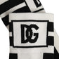 Dolce & Gabbana White Black Cotton Stretch Knee High Socks