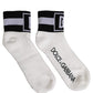 Dolce & Gabbana White Black Cotton Ankle Length DG Logo Socks