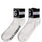 Dolce & Gabbana White Black Cotton Ankle Length DG Logo Socks