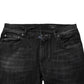 Dolce & Gabbana Dark Gray Washed Cotton Skinny Men Denim Jeans