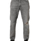 Dolce & Gabbana Grey Distressed Straight Leg Men Denim Jeans