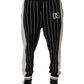 Dolce & Gabbana Black Striped DG Patch Men Sweatpants Pants