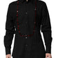 Dolce & Gabbana Black Crystal Embellished GOLD Dress Shirt