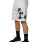 Dolce & Gabbana White Palm Embroidery Denim Bermuda Shorts