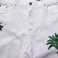 Dolce & Gabbana White Palm Embroidery Denim Bermuda Shorts
