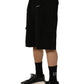 Dolce & Gabbana Black Cotton Mid Waist Men Cargo Shorts