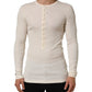 Dolce & Gabbana Off White Cotton Henley Long Sleeves T-shirt