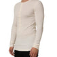 Dolce & Gabbana Off White Cotton Henley Long Sleeves T-shirt