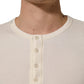 Dolce & Gabbana Off White Cotton Henley Long Sleeves T-shirt