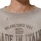 Dolce & Gabbana Light Gray Graphic Print Distressed T-shirt