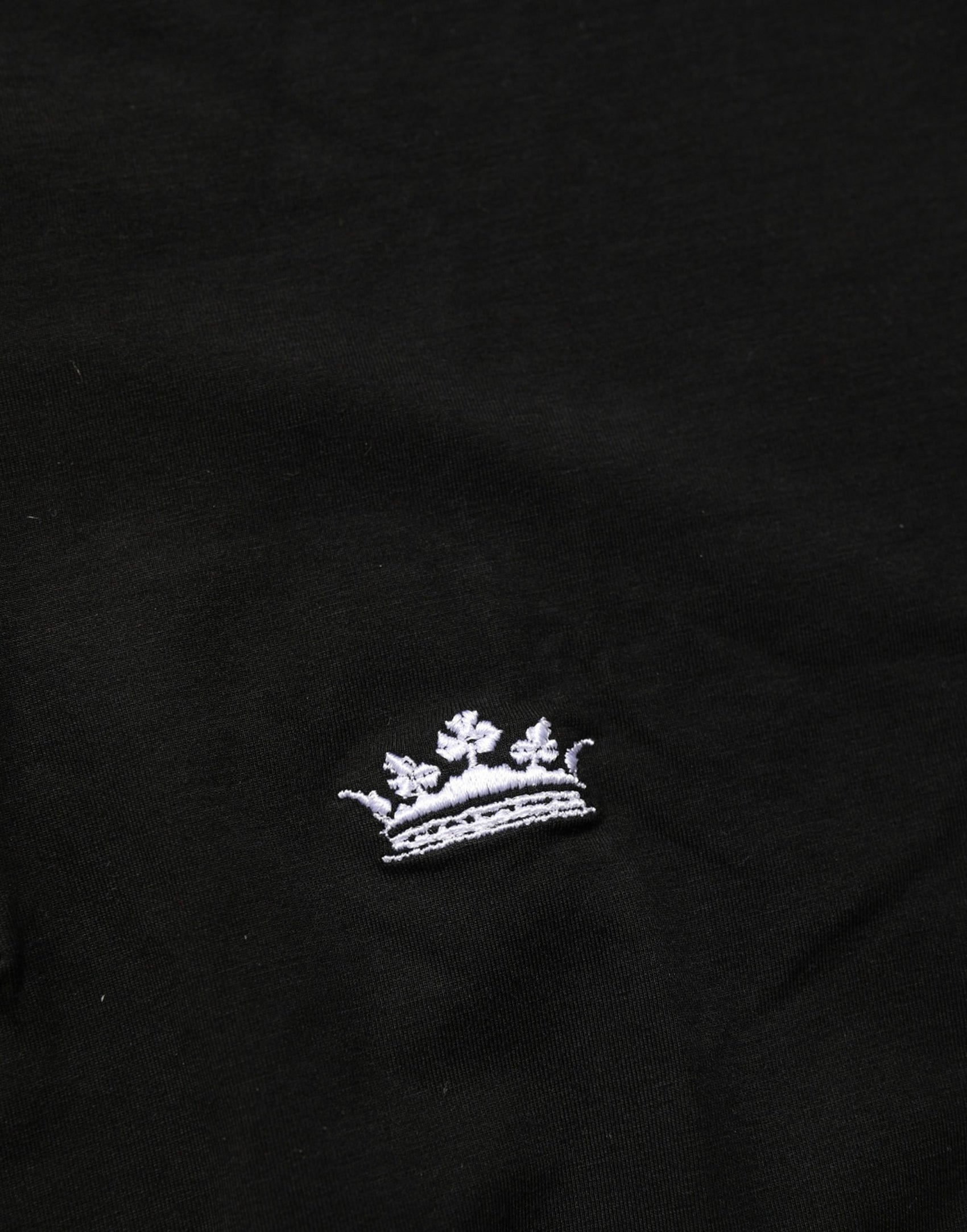 Dolce & Gabbana Black Crown Short Sleeved Henley Men T-shirt