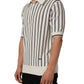 Dolce & Gabbana White Black Stripe Collared Polo T-shirt