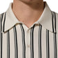 Dolce & Gabbana White Black Stripe Collared Polo T-shirt