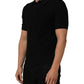 Dolce & Gabbana Black Silk Short Sleeve Knit Polo T-shirt