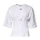 Dolce & Gabbana White Cotton Blend Corset Style Blouse Top