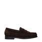 Santoni Brown Leather Slip-On Loafers