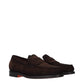 Santoni Brown Leather Slip-On Loafers