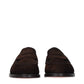 Santoni Brown Leather Slip-On Loafers