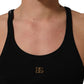 Dolce & Gabbana Black DG Logo Cotton Ribbed Tank Top T-shirt