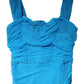Dolce & Gabbana Blue Ruched Tulle Midi Square Neck Dress
