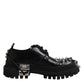 Dolce & Gabbana Black Studded Leather Hi-Trekking Derby Men Shoes
