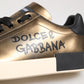Dolce & Gabbana Gold Portofino Calf Leather Sneakers Shoes