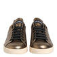 Dolce & Gabbana Gold Portofino Calf Leather Sneakers Shoes