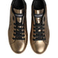 Dolce & Gabbana Gold Portofino Calf Leather Sneakers Shoes