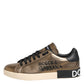 Dolce & Gabbana Gold Portofino Calf Leather Sneakers Shoes