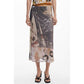 Desigual Beige Polyester Midi Skirt