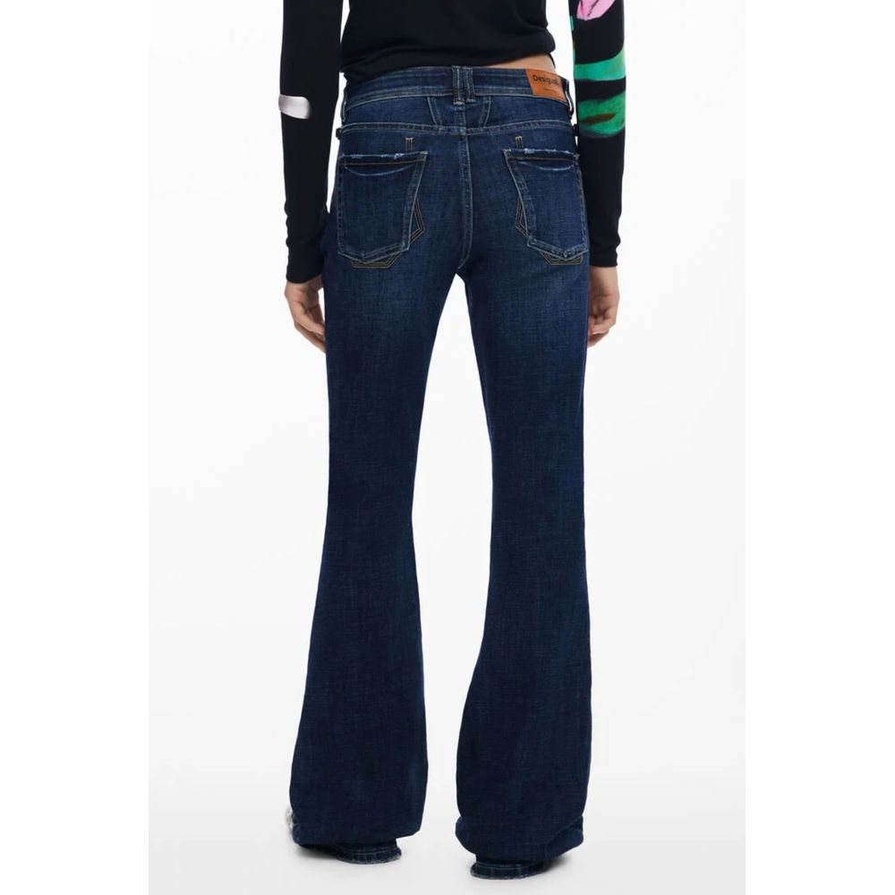 Desigual Blue Cotton Flared Jeans
