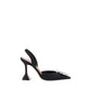 Amina Muaddi Black Satin High Heel Pumps