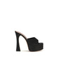 Amina Muaddi Black Calf Leather Bos Taurus Platform Sandals