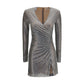 Self-Portrait Silver Polyester Cocktail Dress
