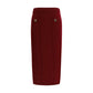 Alessandra Rich Bordeaux Wool Oves Aries Midi Skirt