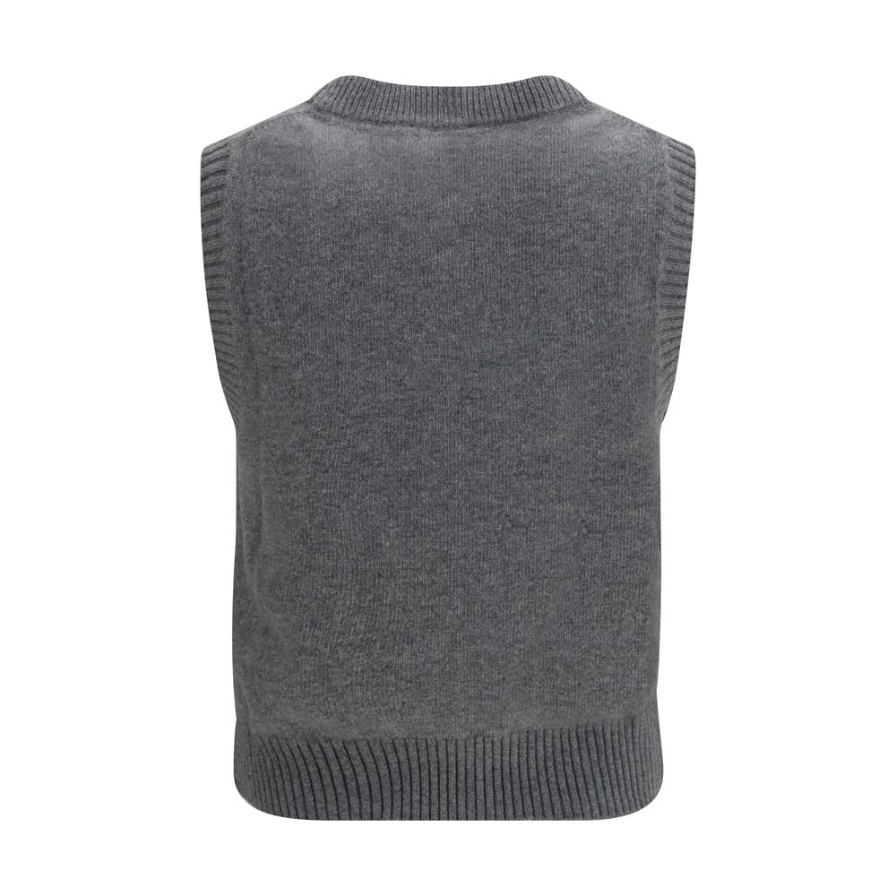 Ganni Gray Wool Oves Aries Sleeveles Sweater