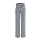 Ganni Gray Cotton Straight-Leg Jeans