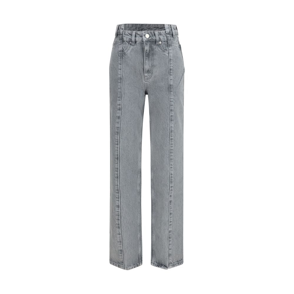 Ganni Gray Cotton Straight-Leg Jeans