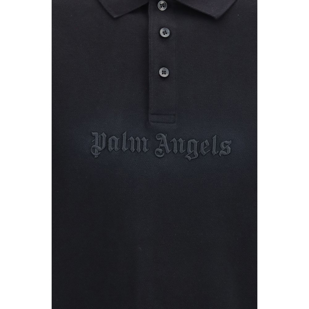 Palm Angels Black Cotton Polo Shirt