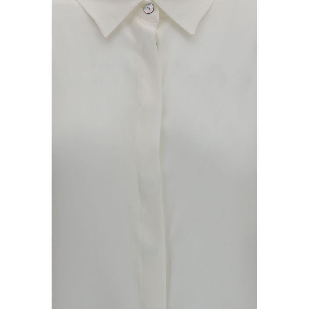 Ella White Silk Dress Shirt