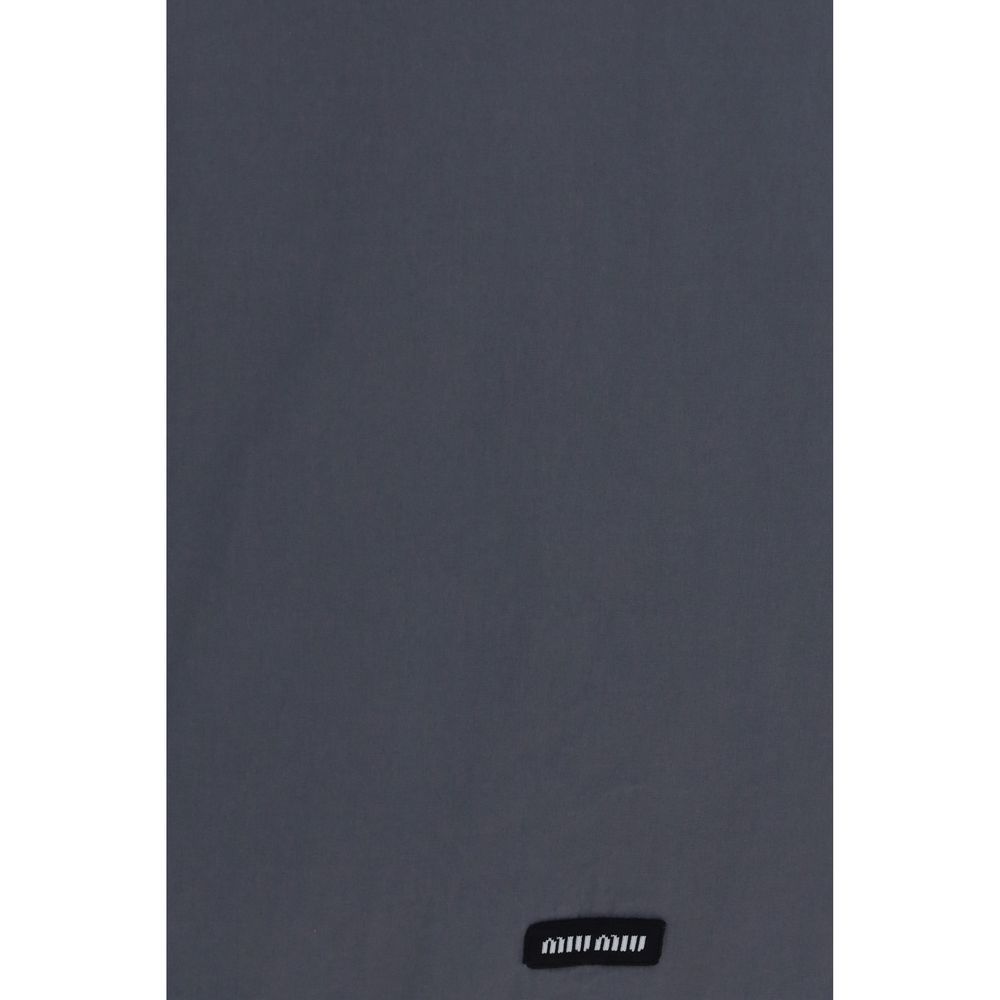 Miu Miu Gray Cotton Midi Skirt