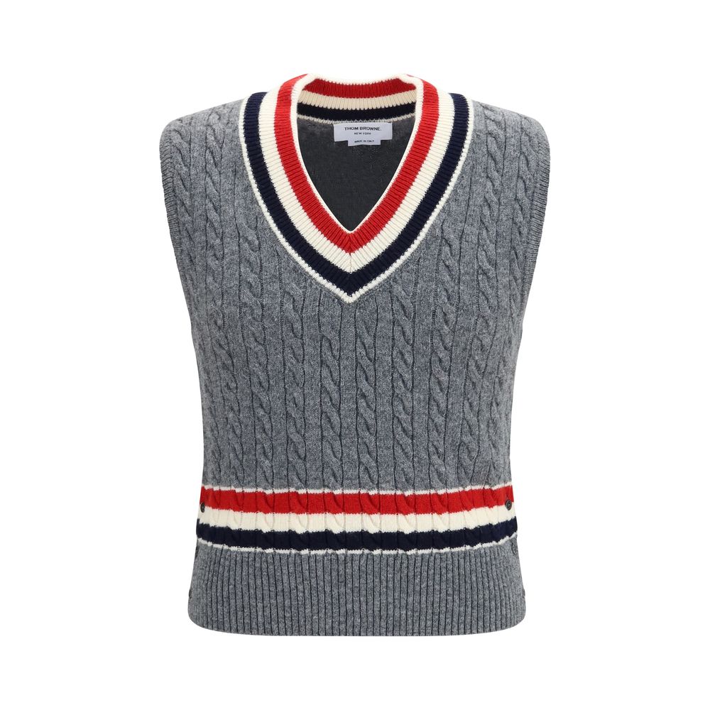 Thom Browne Gray Wool Oves Aries Sleeveles Sweater