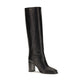 Prada Black Calf Leather Bos Taurus High Heel Boots