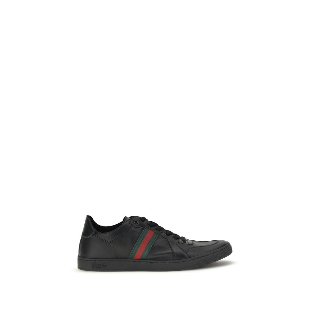Gucci Black Calf Leather Bos Taurus Low Top Sneakers