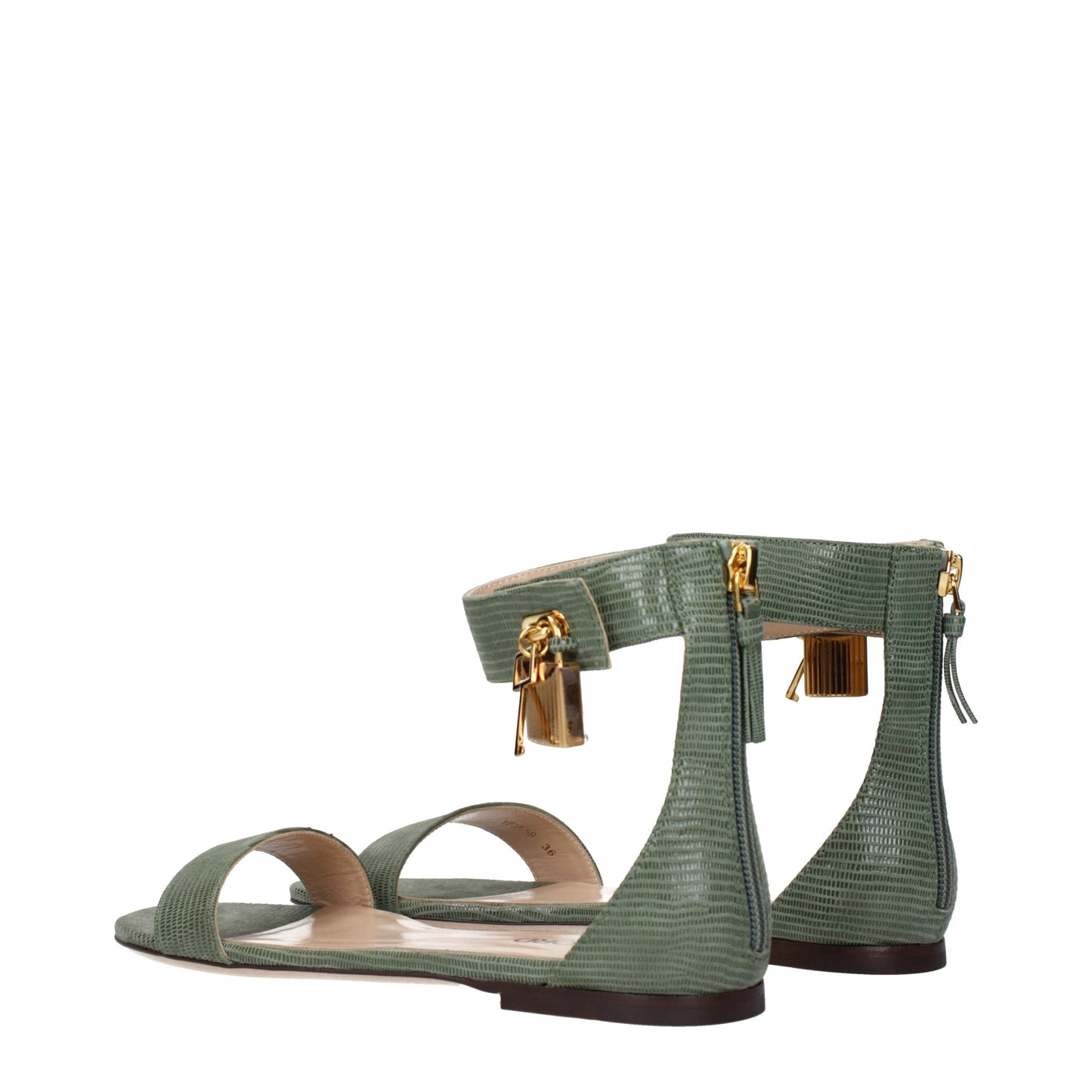 Tom Ford Green Leather Flat Sandals